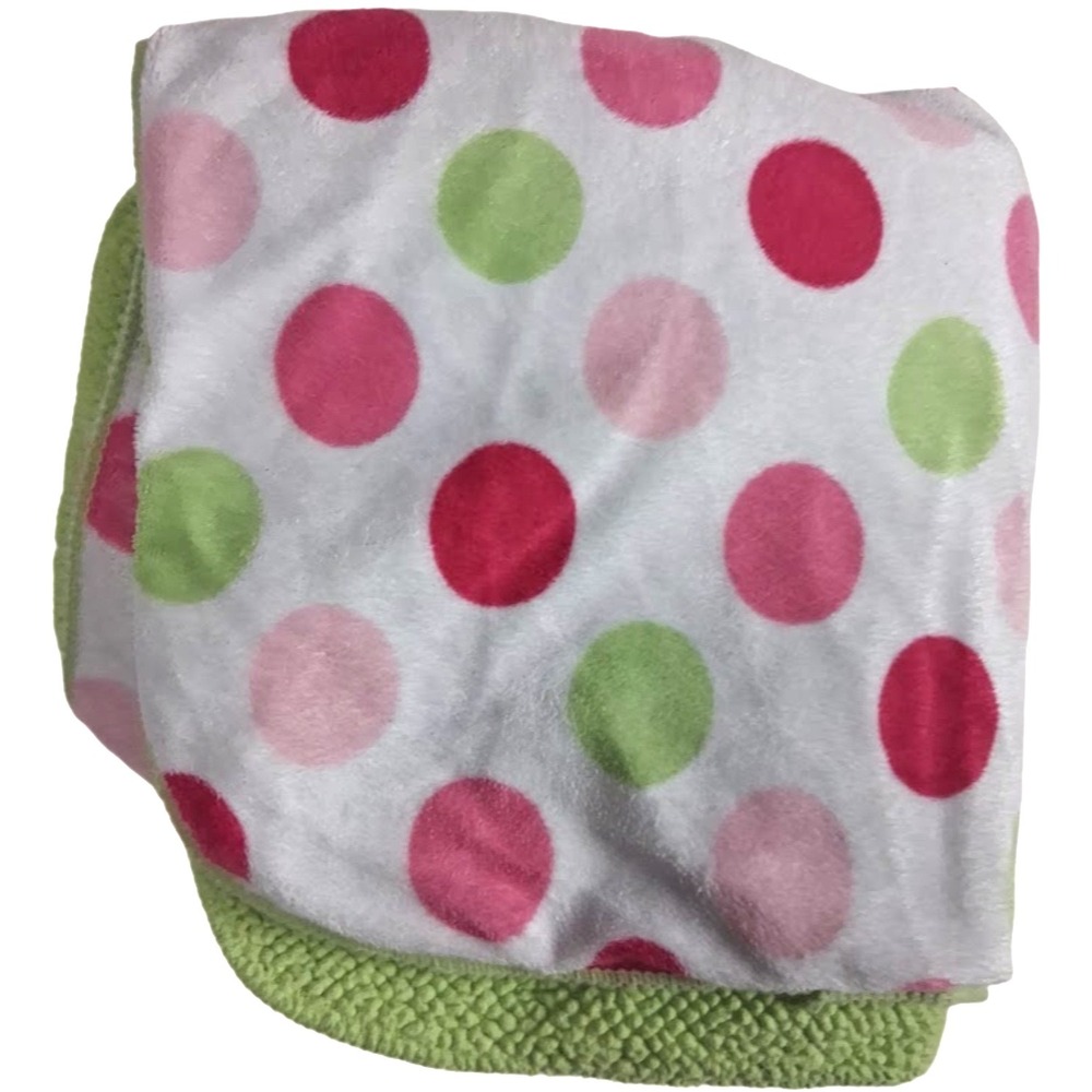 Just One You Carter's Pink Green Big Polka Dot Baby Blanket Sherpa Lovey Girl
